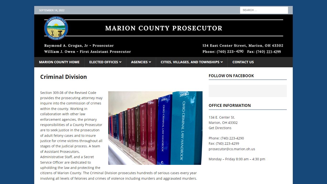 Criminal Division – Prosecutor – Marion County, Ohio